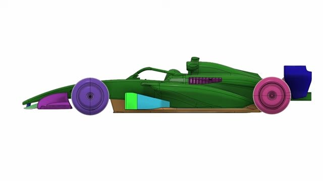 CFD-рендер аэродинамики болида F1 (профиль)